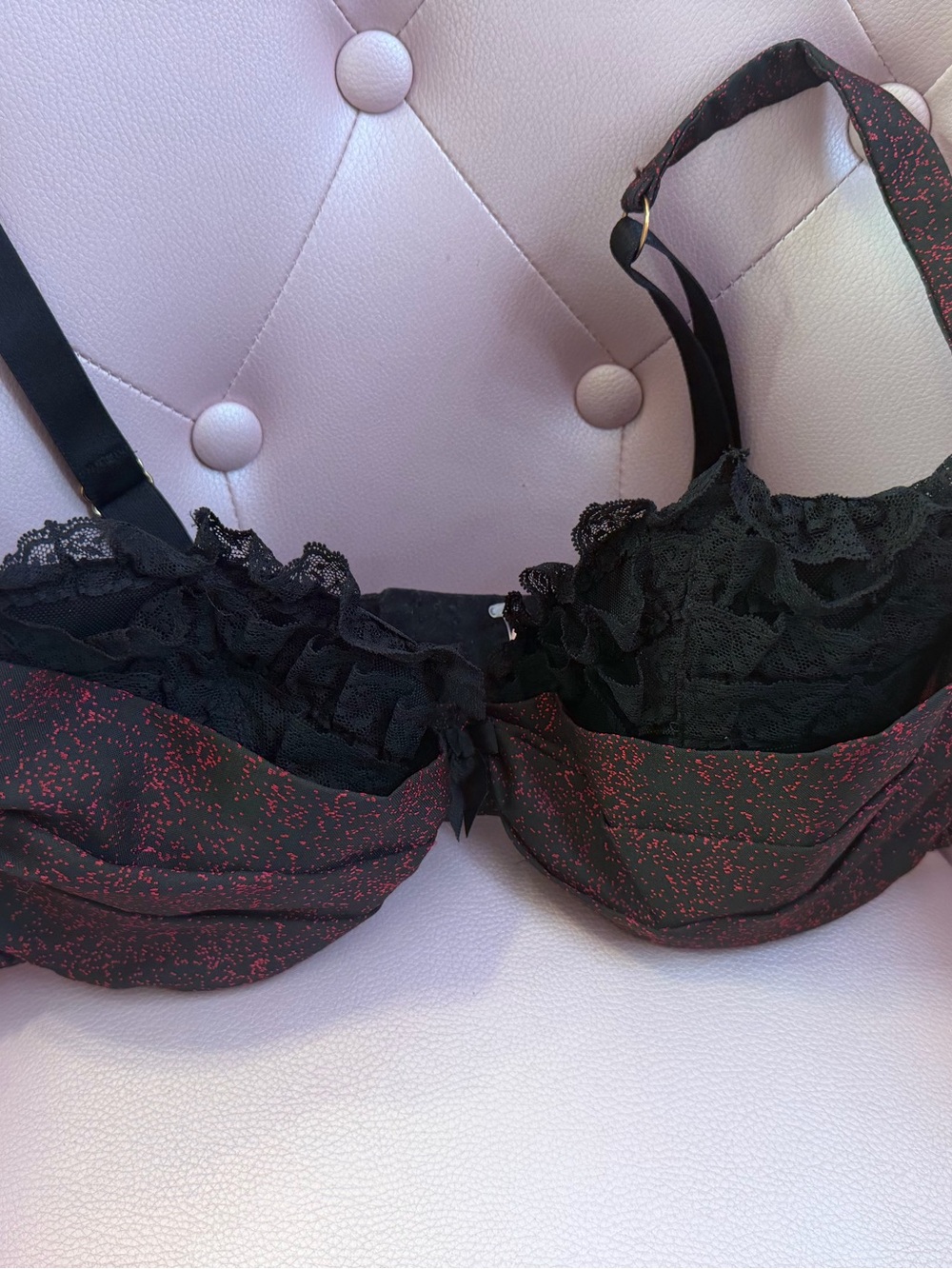 Agent Provocateur Black Bra with Red Speckles Size 34E - Picture 5 of 6